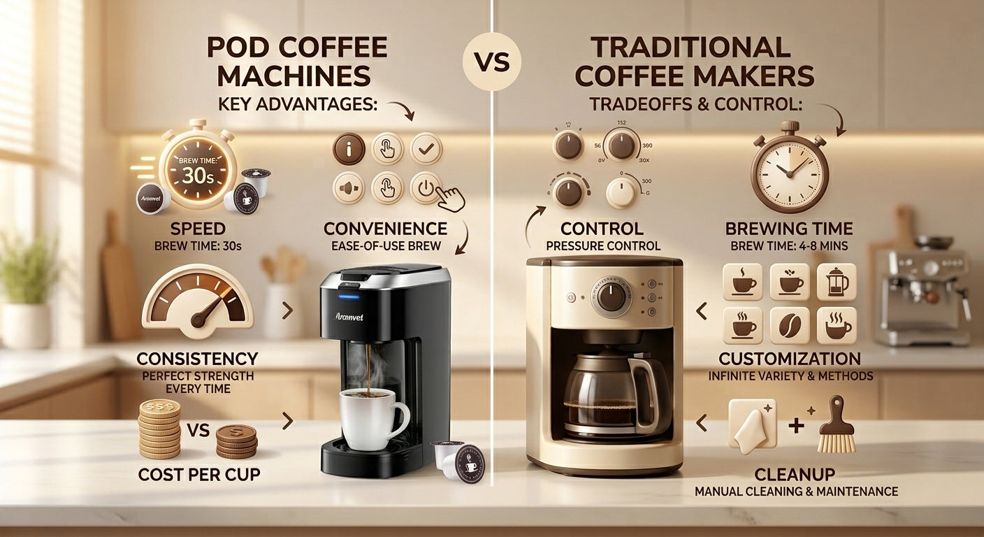 Pod Coffee Machines vs Traditional Coffee Makers: Which Is Better in 2026?