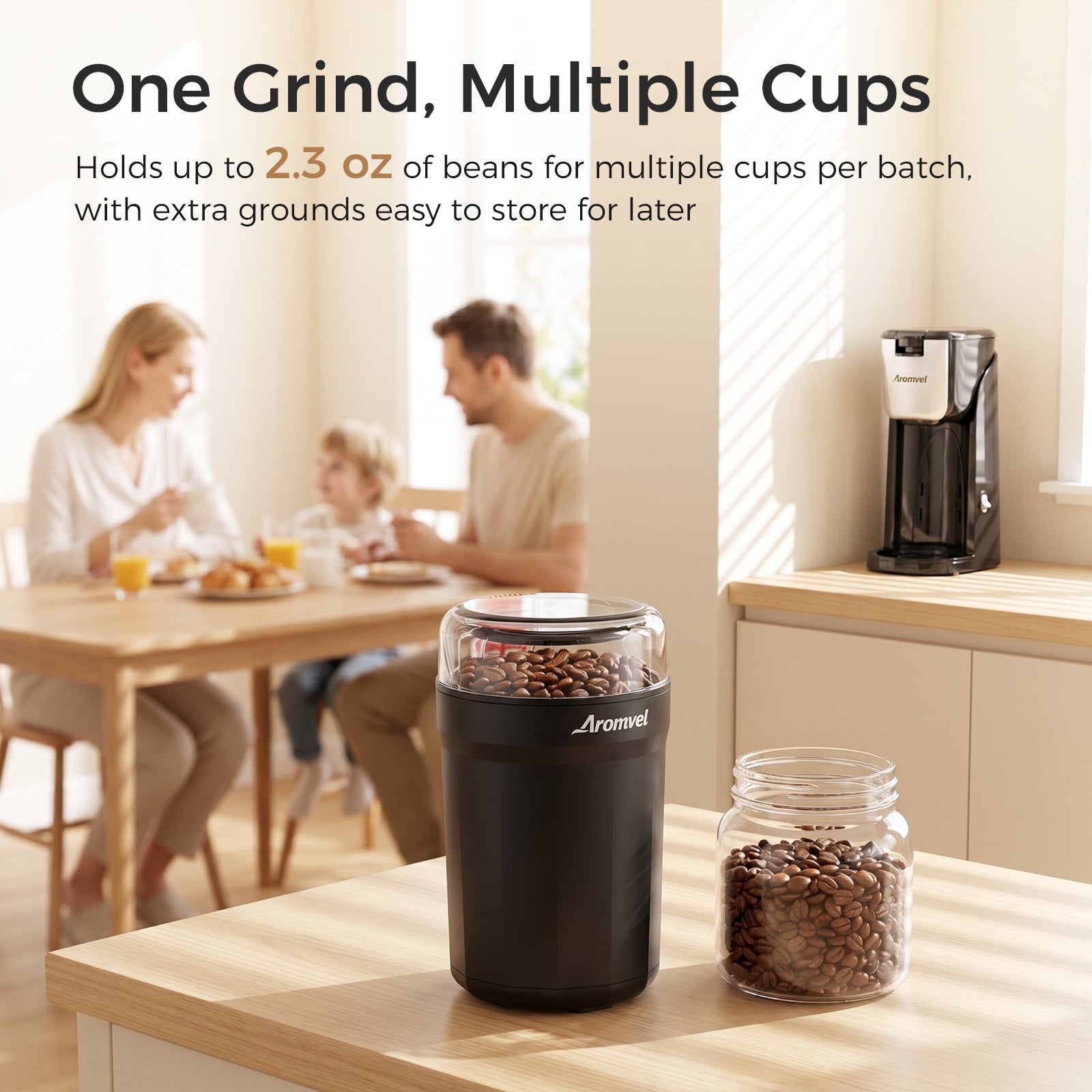 Aromvel CG3501 Electric Blade Coffee Grinder One-Touch Grinding for Coffee Beans, Spices & More