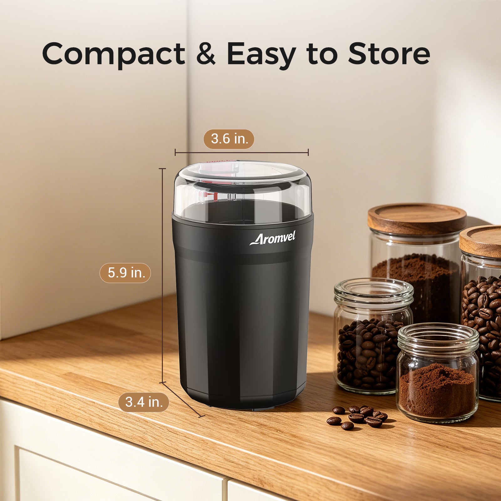 Aromvel CG3501 Electric Blade Coffee Grinder One-Touch Grinding for Coffee Beans, Spices & More