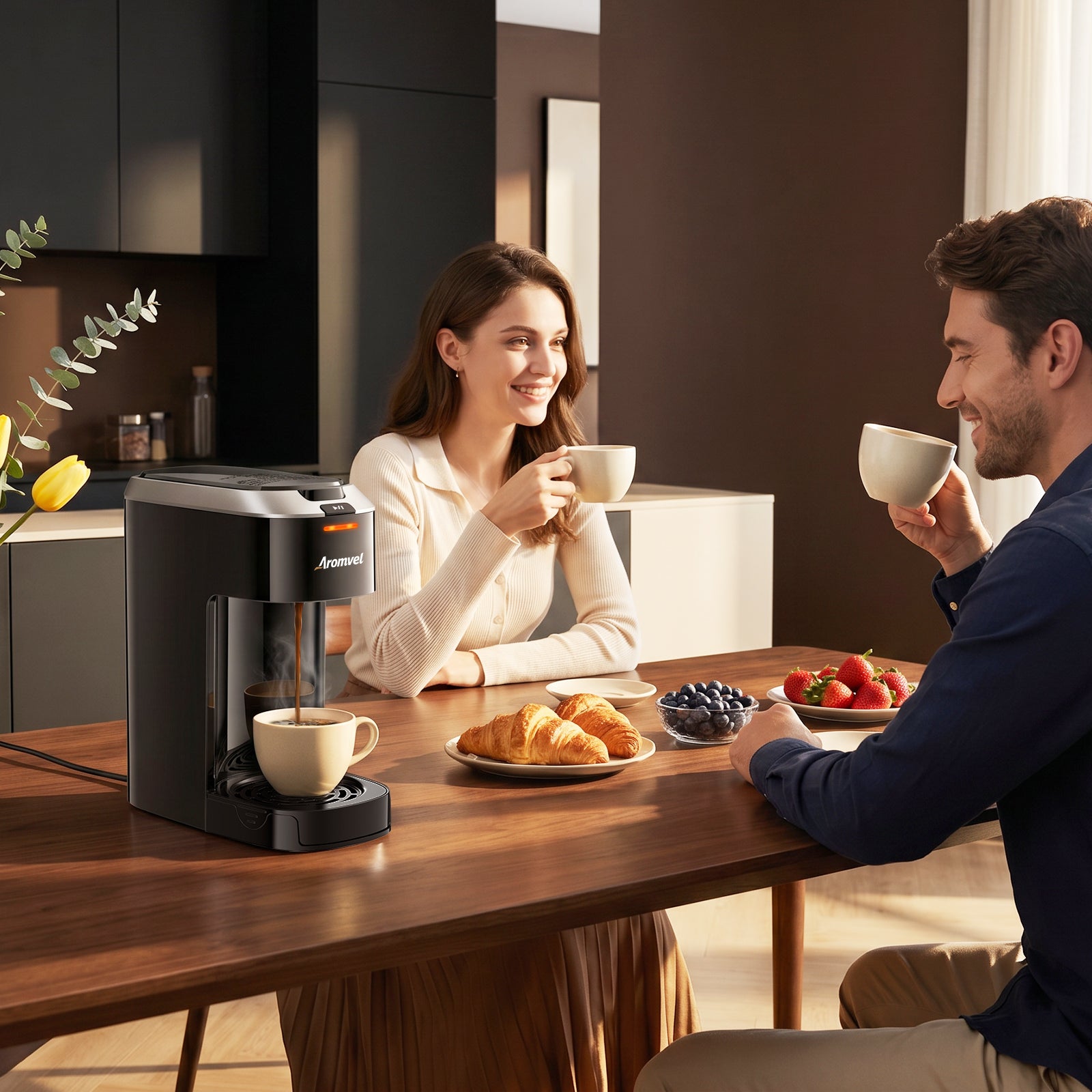 Aromvel CM3501 Single-Serve Coffee Maker One-Touch Brewing for Everyday Coffee